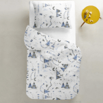 Set of single bed sheets WHITE / ZIGZAG GREY ROSE - image-1